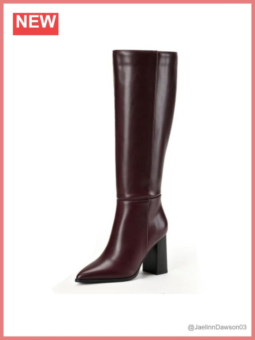 Women's Knee High Boots, Pointed Toe Chunky Heel Side Zipper